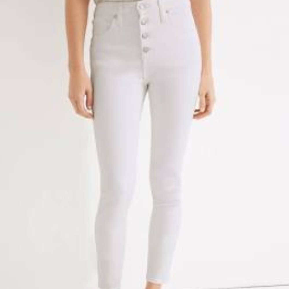 Madewell white high-rise skinny button fly jeans
